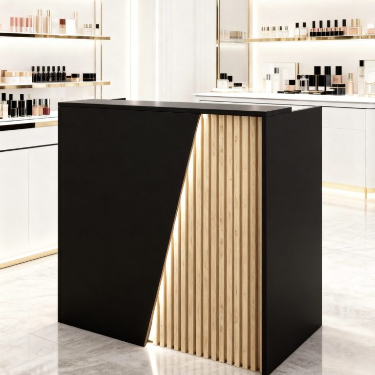 Elegante Empfangstheke für Kosmetikstudio mit LED Beleuchtung