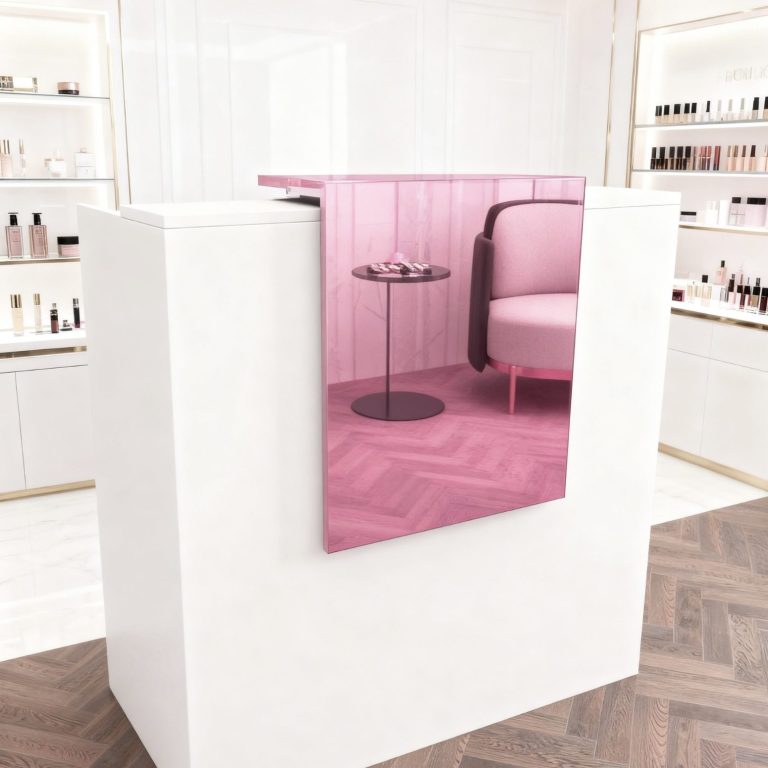 Moderne Empfangstheke für Friseur Studio mit elegantem Empfangsbereich